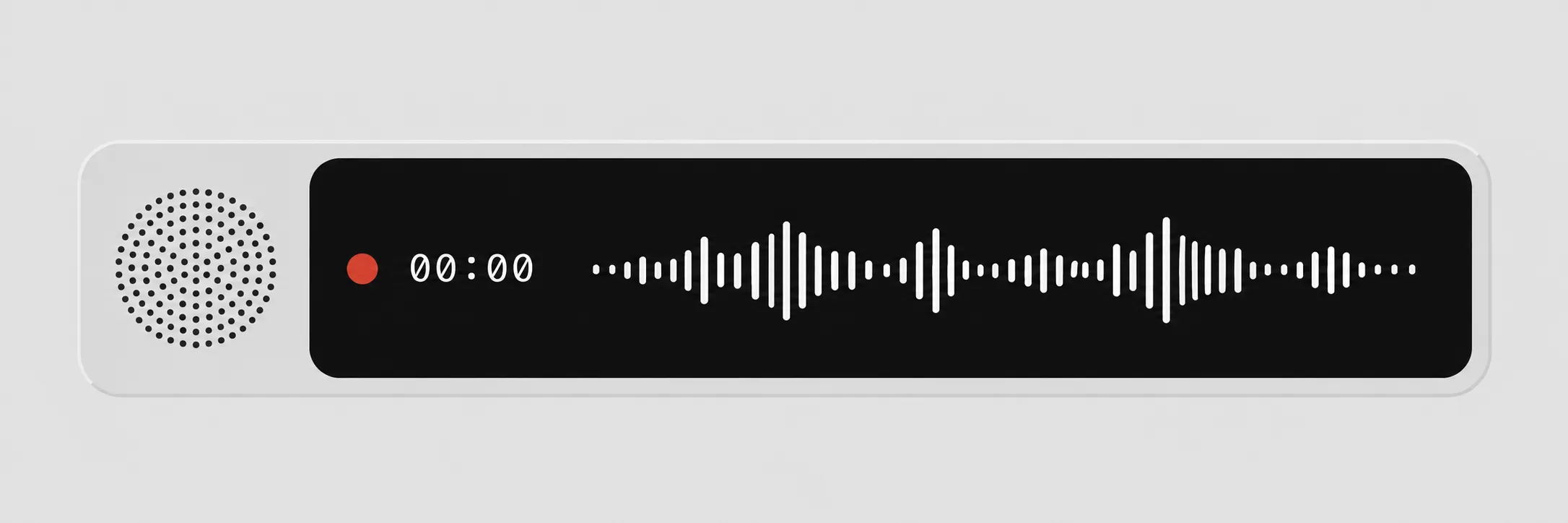Walkie's recording overlay: a speaker grille, a red recording dot, a timer and a live waveform